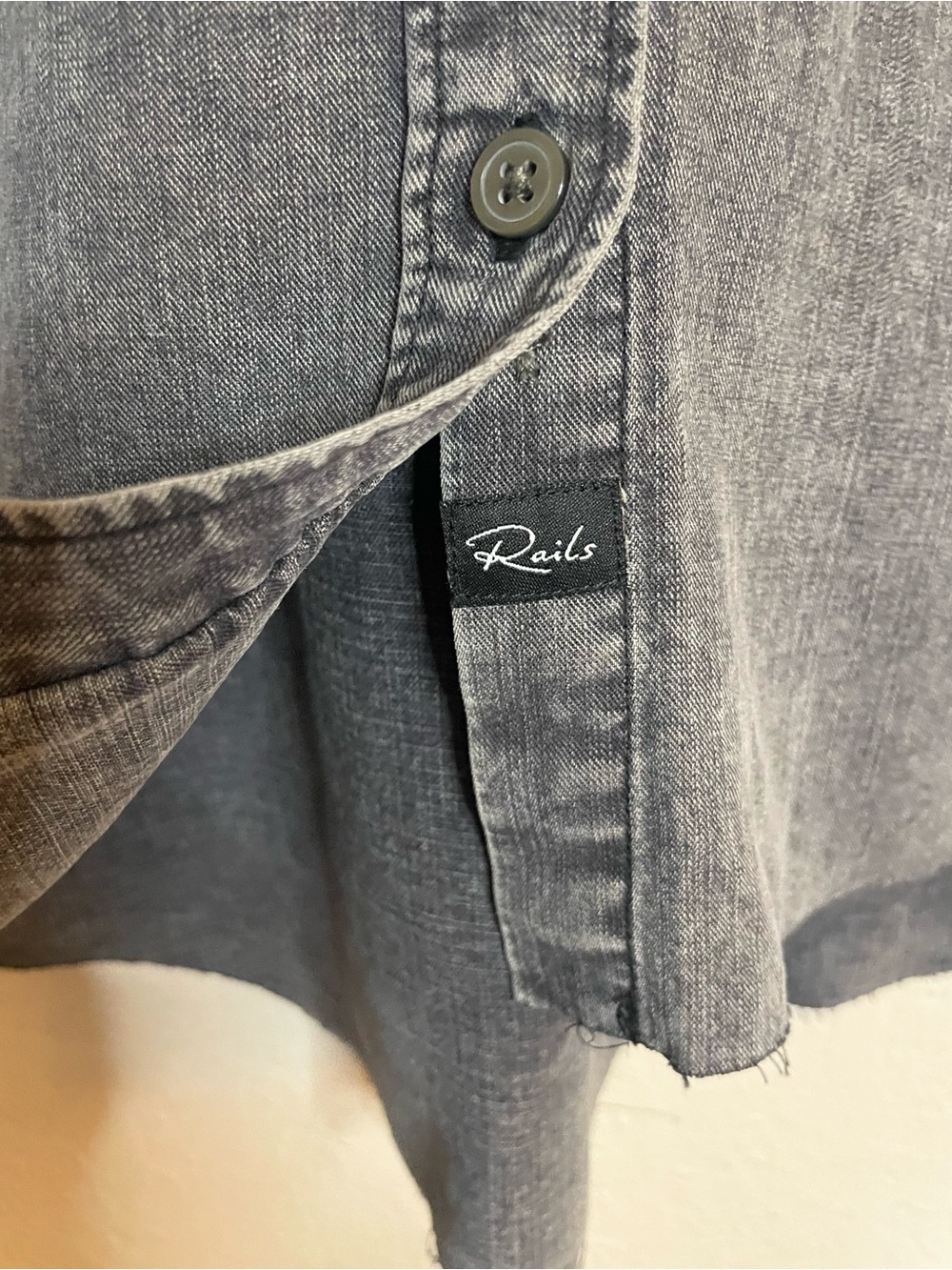 Rails Ingrid Raw Black Acid Wash Button Down Shirt Small - Picture 5 of 13